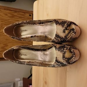 Snakeskin Peeptoe High Heels